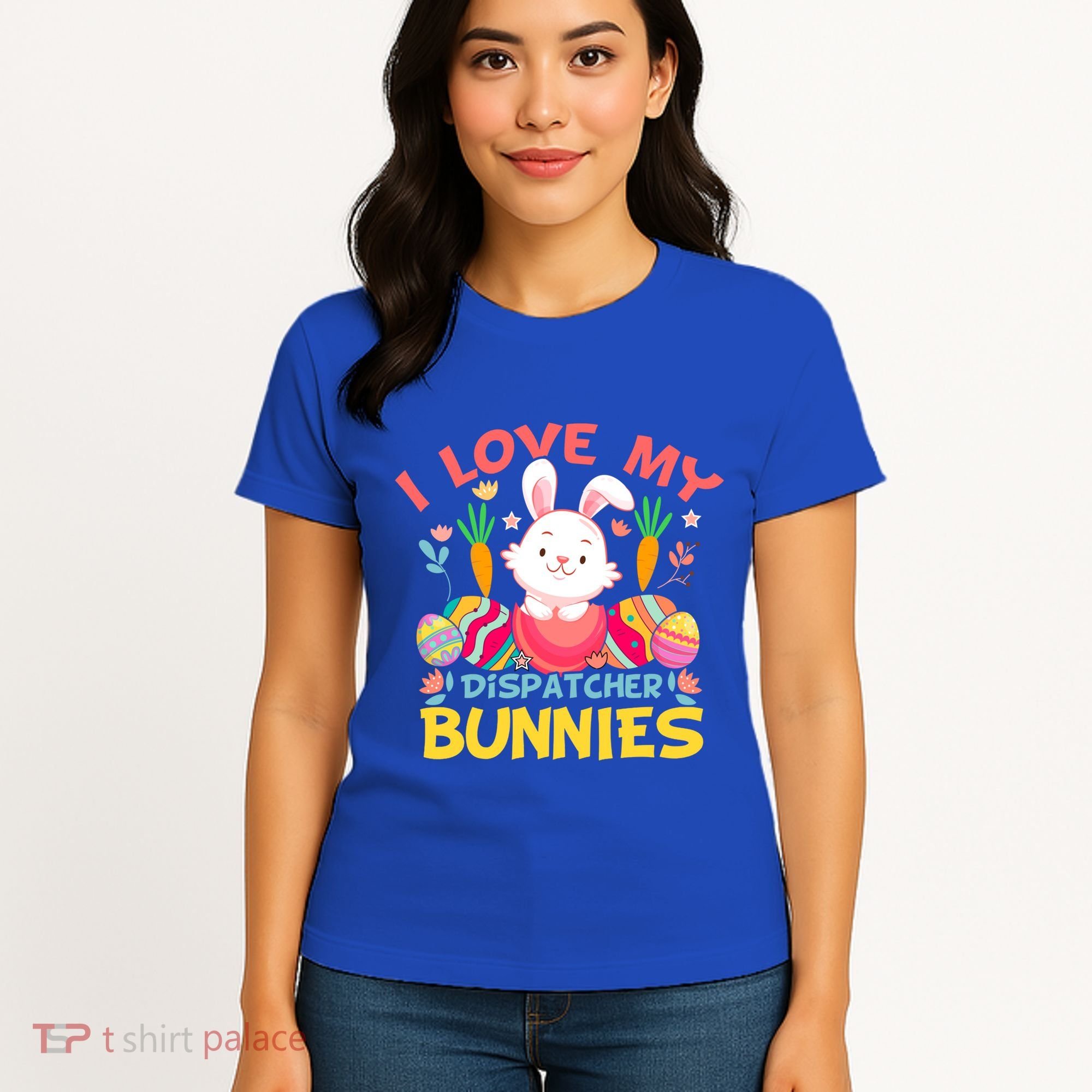 I Love My Dispatcher Bunnies 911 Dispatcher Easter Day Great Gift Women's T-Shirt