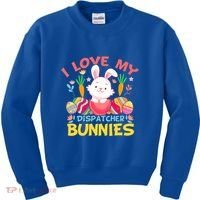 I Love My Dispatcher Bunnies 911 Dispatcher Easter Day Great Gift Kids Sweatshirt thumb 0