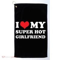 I Love My Super Hot Girlfriend I Heart My Girlfriend Golf Towel thumb 0