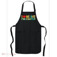 I Love My Hot Firefighter Boyfriend Couple Matching  Apron thumb 0