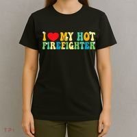 I Love My Hot Firefighter Boyfriend Couple Matching  T-Shirt thumb 4