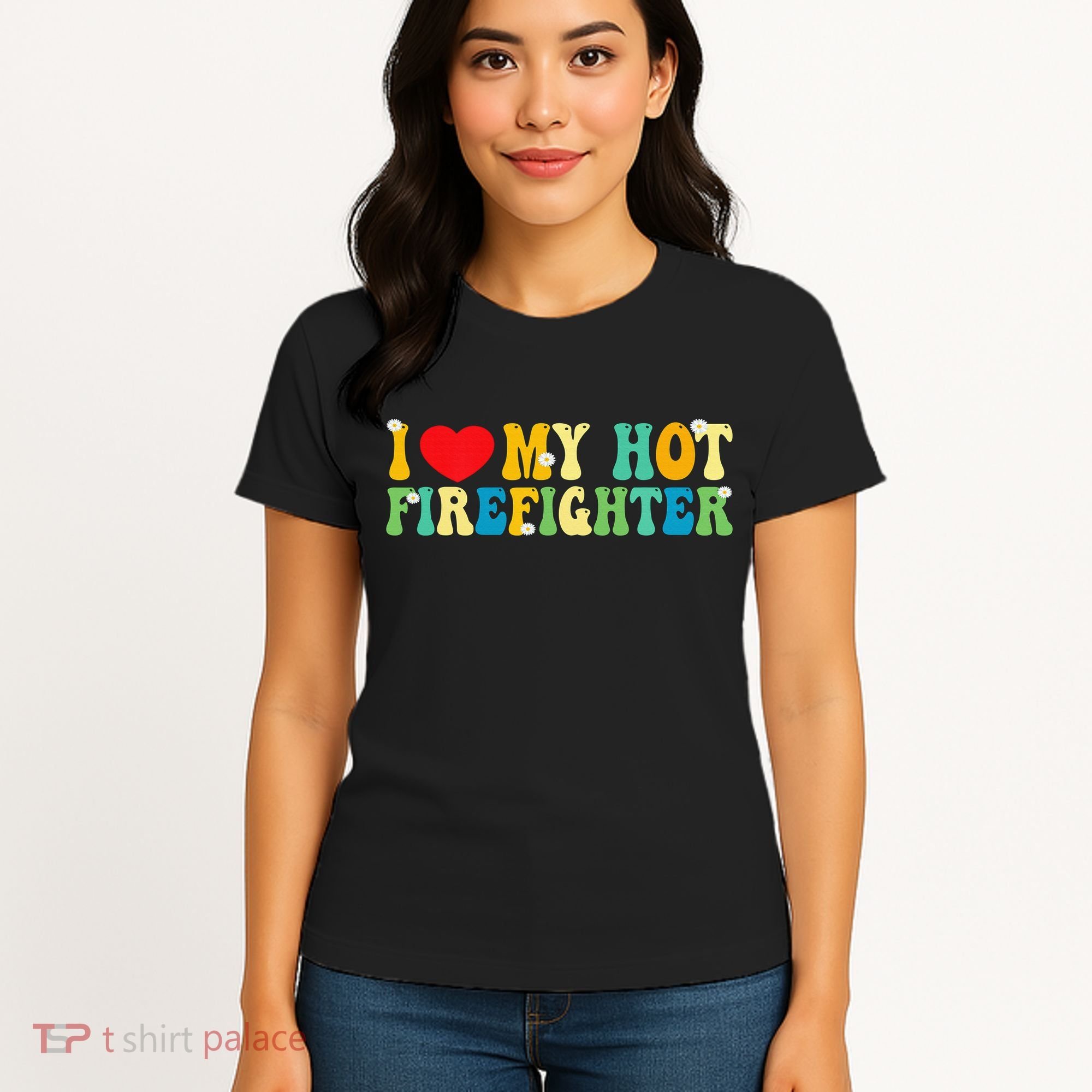 I Love My Hot Firefighter Boyfriend Couple Matching  Women's T-Shirt