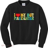 I Love My Hot Firefighter Boyfriend Couple Matching  Kids Sweatshirt thumb 0