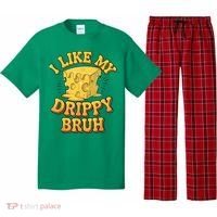 I Like My Cheese Drippy Bruh Funny Meme Pop Culture Pajama Set thumb 0