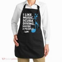I Like Music Scuba Diving Maybe Three People Dad Fathers Apron thumb 2