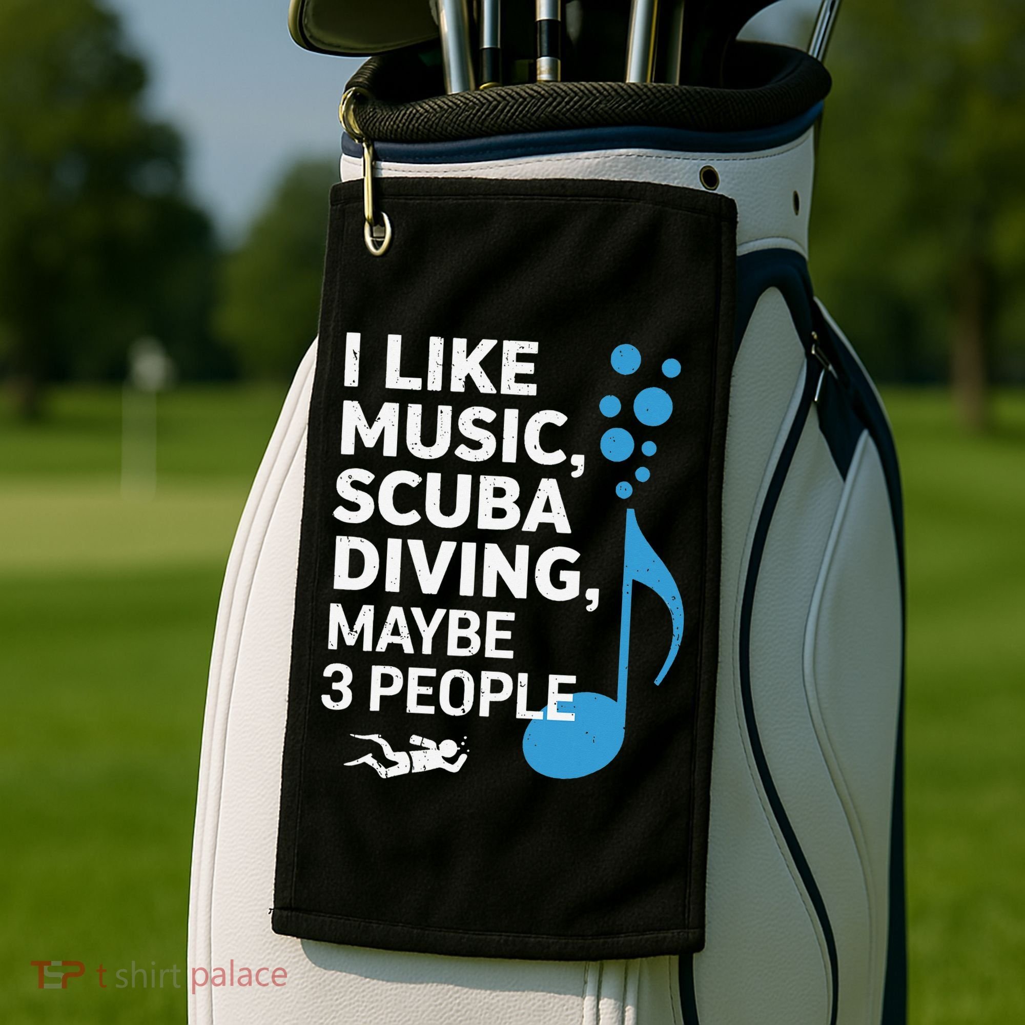 I Like Music Scuba Diving Maybe Three People Dad Fathers Golf Towel
