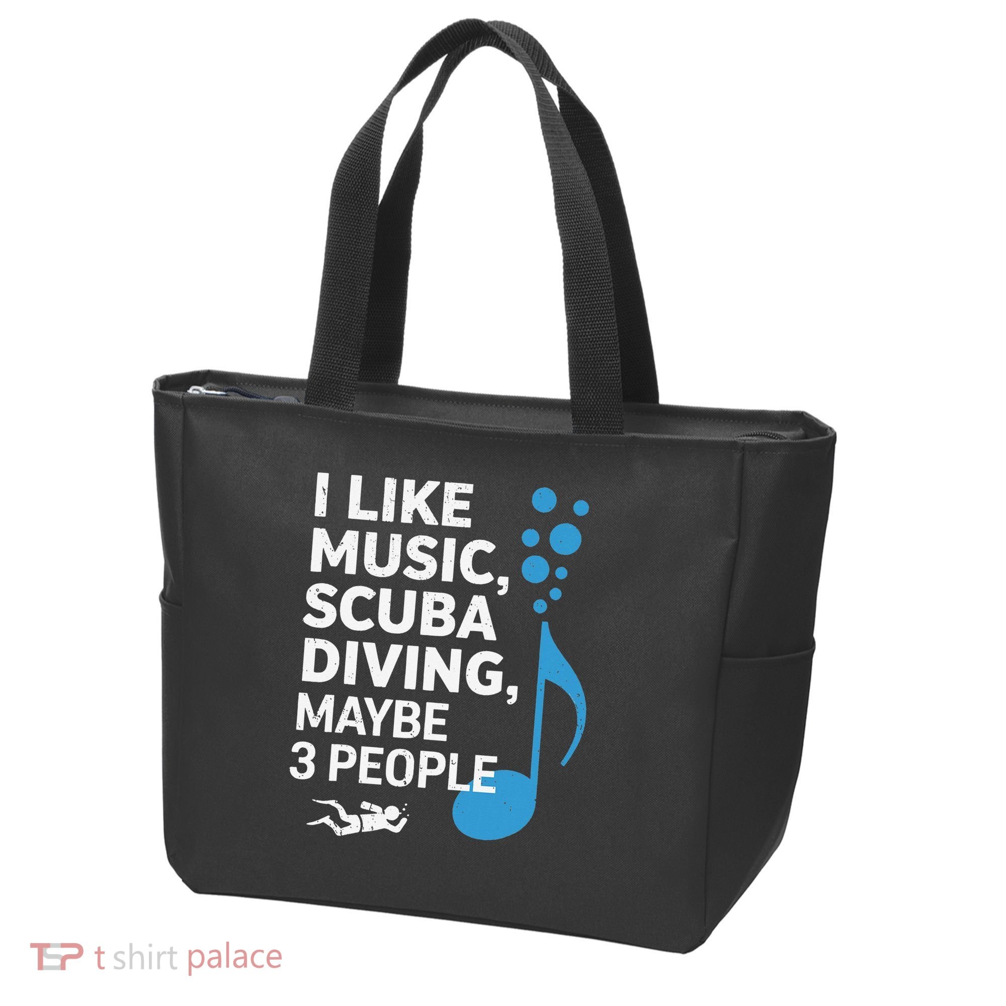 I Like Music Scuba Diving Maybe Three People Dad Fathers Tote Bag