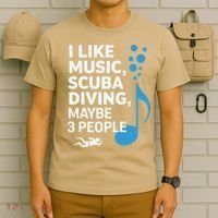 I Like Music Scuba Diving Maybe Three People Dad Fathers T-Shirt thumb 6