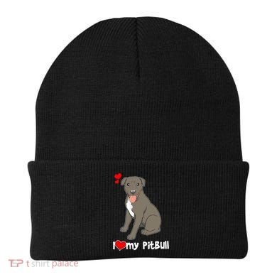 I Love My Pitbull Gift Pit Bull Terrier Gift Beanie