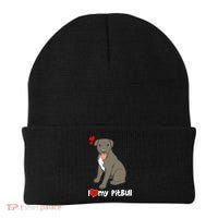 I Love My Pitbull Gift Pit Bull Terrier Gift Beanie thumb 0