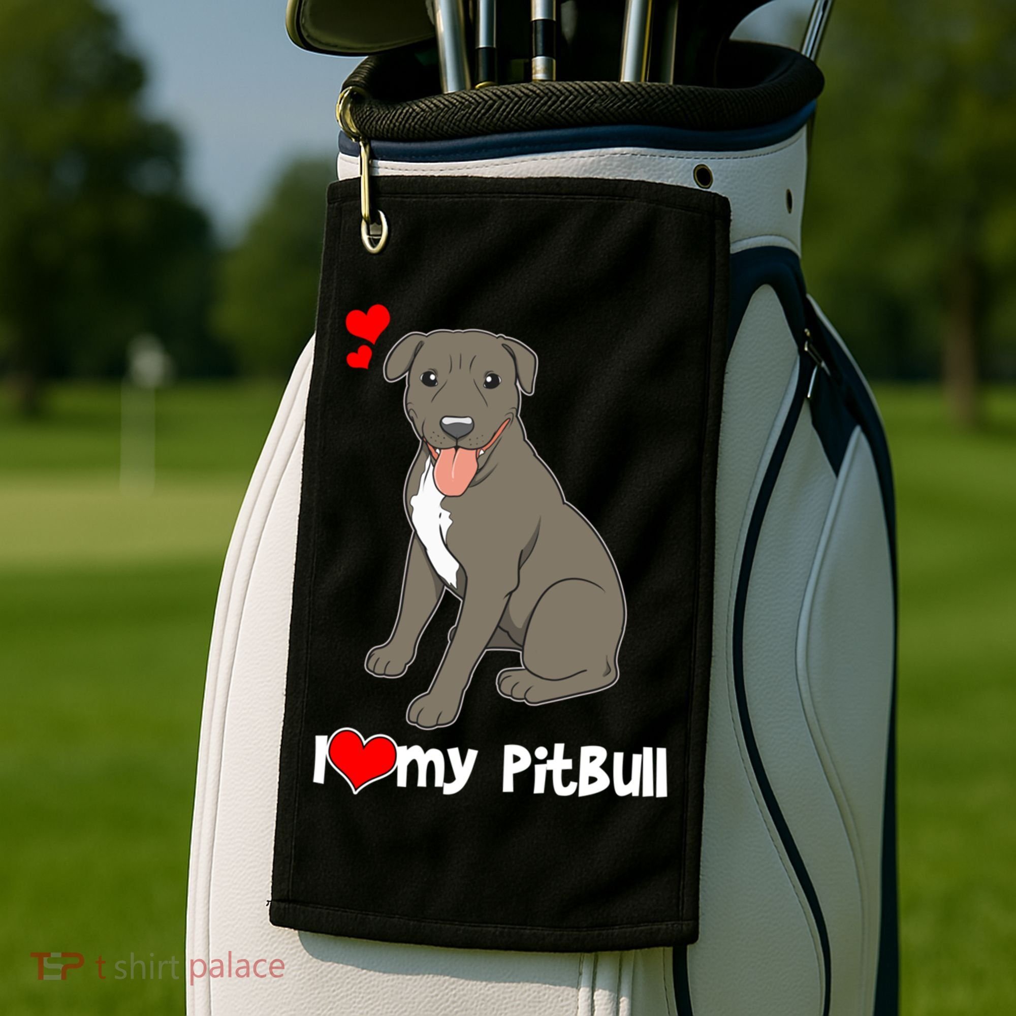 I Love My Pitbull Gift Pit Bull Terrier Gift Golf Towel