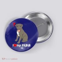 I Love My Pitbull Gift Pit Bull Terrier Gift Button thumb 0