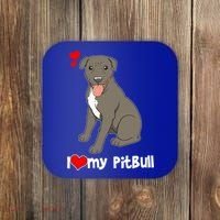 I Love My Pitbull Gift Pit Bull Terrier Gift Coaster thumb 0
