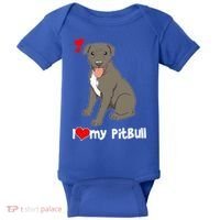 I Love My Pitbull Gift Pit Bull Terrier Gift Baby Bodysuit thumb 0