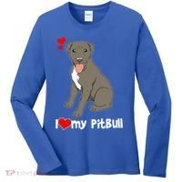I Love My Pitbull Gift Pit Bull Terrier Gift Women's Long Sleeve Shirt thumb 0