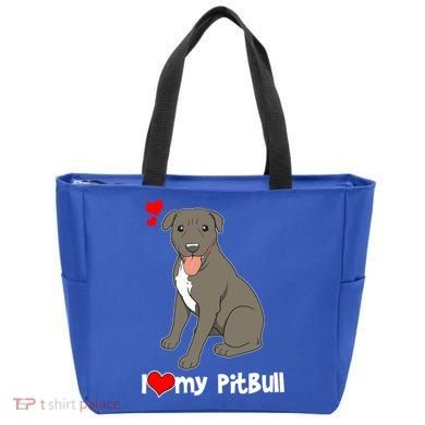 I Love My Pitbull Gift Pit Bull Terrier Gift Tote Bag
