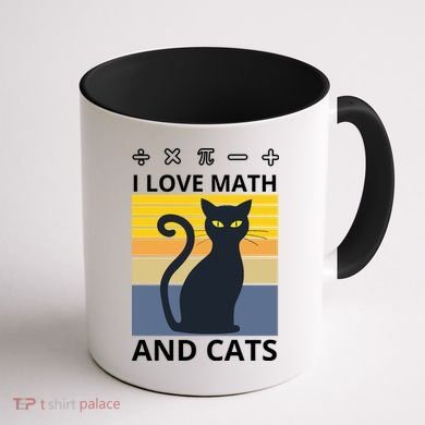 I Love Math And Cats Coffee Mug back