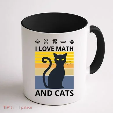 I Love Math And Cats Coffee Mug back