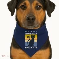 I Love Math And Cats USA-Made Doggie Bandana thumb 1
