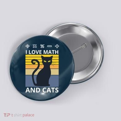 I Love Math And Cats Button