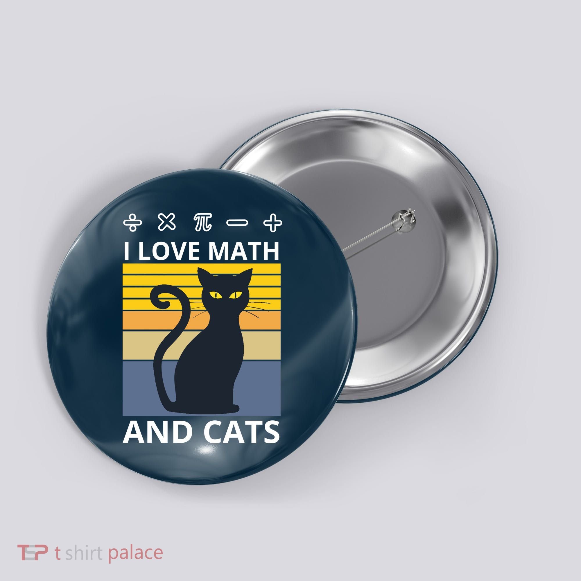 I Love Math And Cats Button