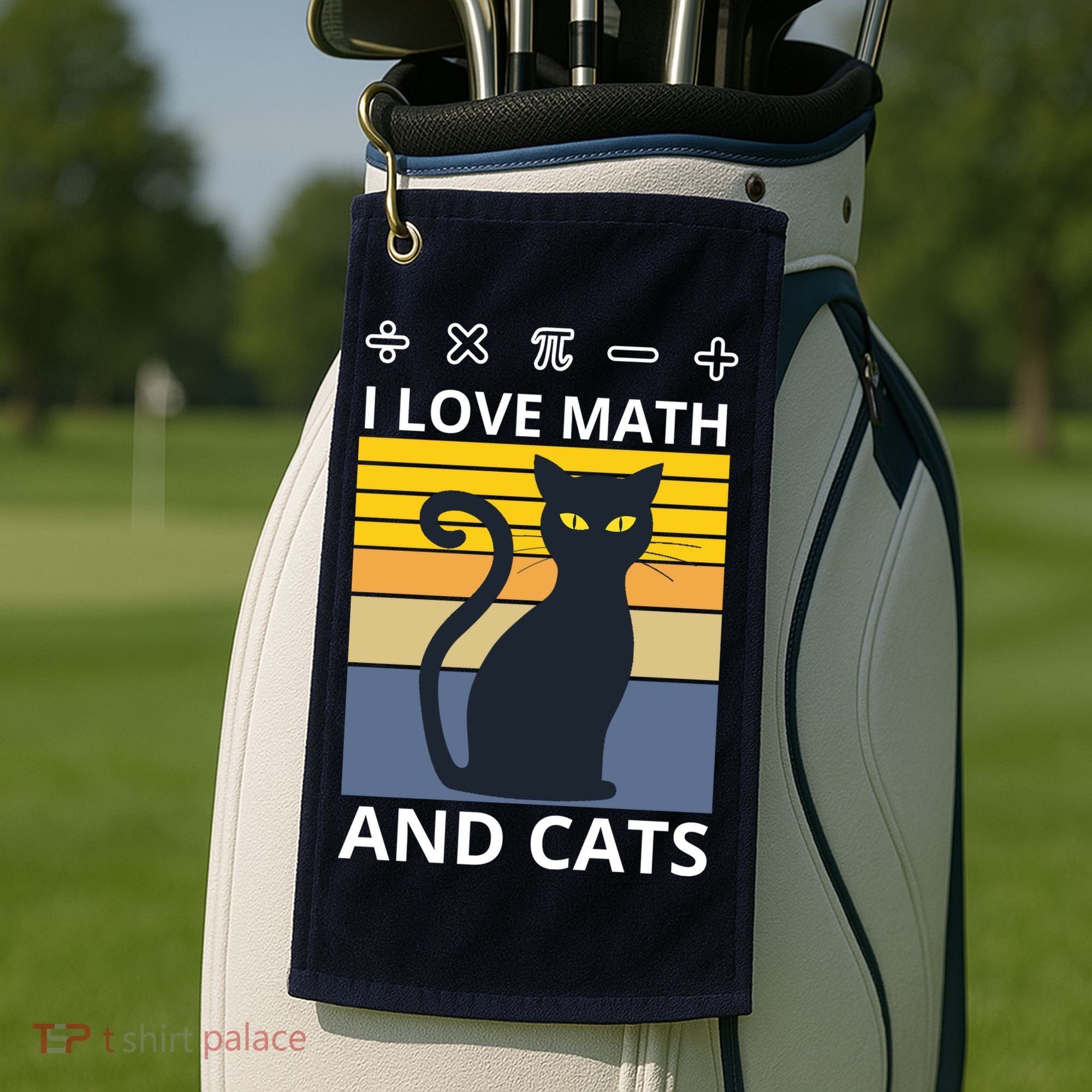 I Love Math And Cats Golf Towel