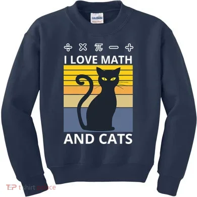 I Love Math And Cats Kids Sweatshirt