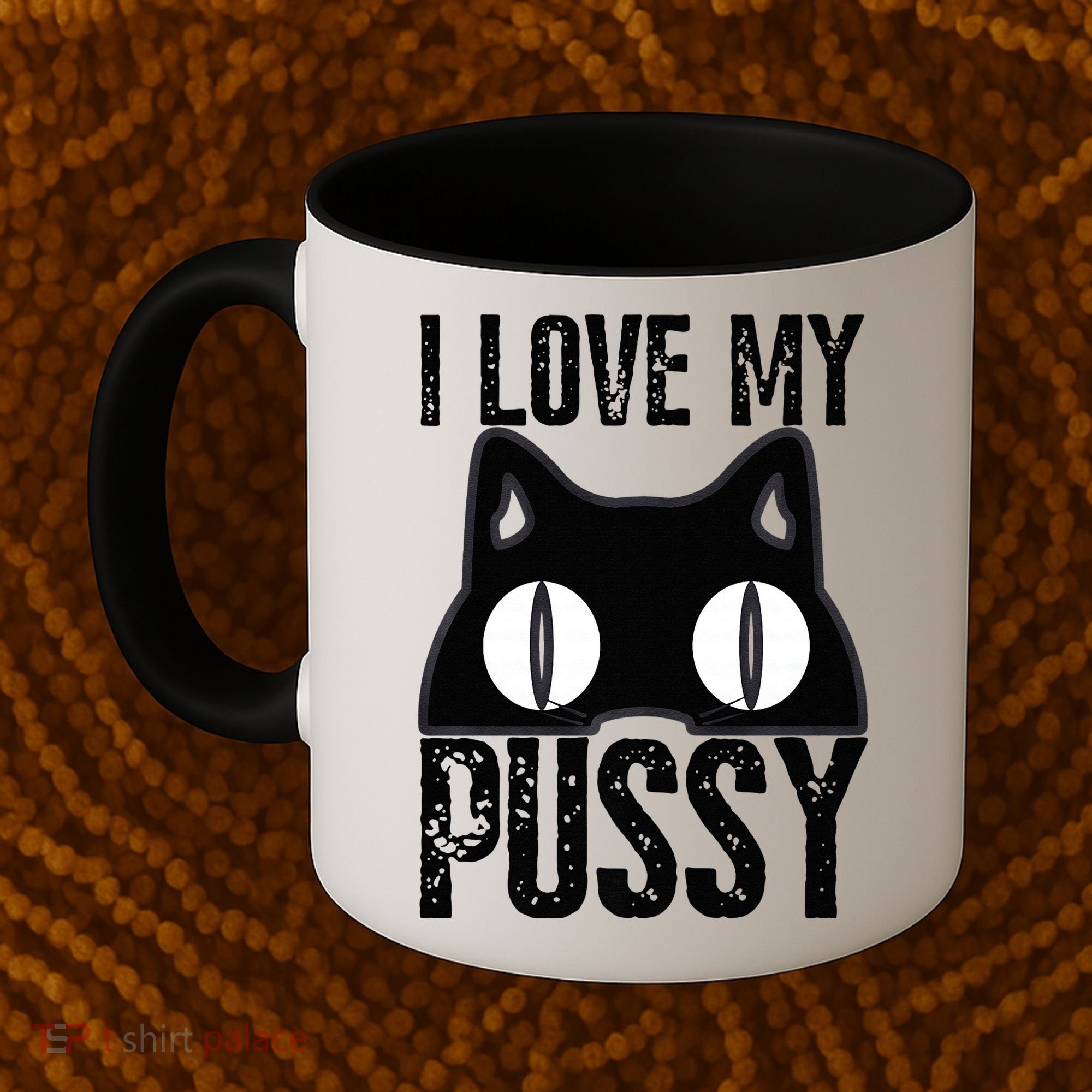 I Love My Pussy Cat Funny Halloween Cats Spiderweb Premium Coffee Mug