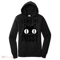 I Love My Pussy Cat Funny Halloween Cats Spiderweb Premium Women's Hoodie thumb 0
