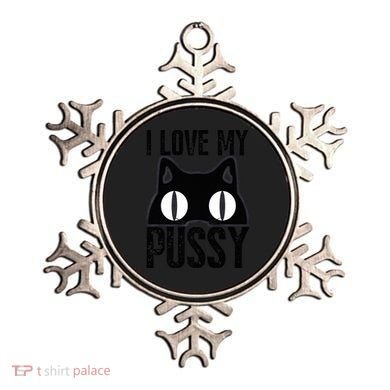 I Love My Pussy Cat Funny Halloween Cats Spiderweb Premium Ornament