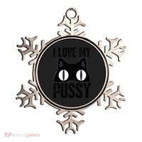 I Love My Pussy Cat Funny Halloween Cats Spiderweb Premium Ornament thumb 0