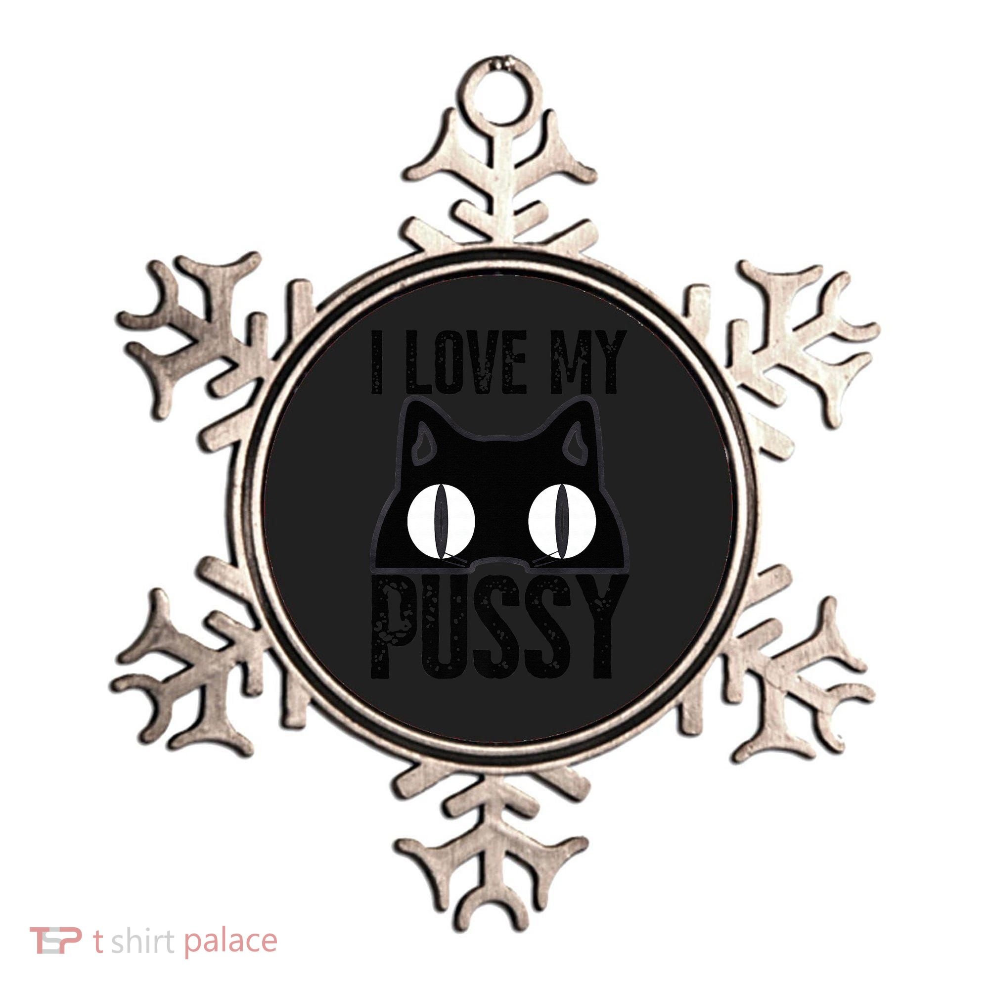 I Love My Pussy Cat Funny Halloween Cats Spiderweb Premium Ornament