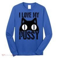 I Love My Pussy Cat Funny Halloween Cats Spiderweb Premium Long Sleeve Shirt thumb 0