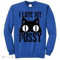 I Love My Pussy Cat Funny Halloween Cats Spiderweb Premium Sweatshirt thumb 0