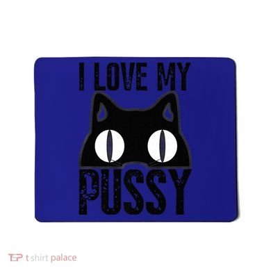 I Love My Pussy Cat Funny Halloween Cats Spiderweb Premium Mousepad