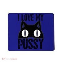 I Love My Pussy Cat Funny Halloween Cats Spiderweb Premium Mousepad thumb 0