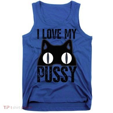 I Love My Pussy Cat Funny Halloween Cats Spiderweb Premium Tank Top