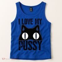 I Love My Pussy Cat Funny Halloween Cats Spiderweb Premium Tank Top thumb 2