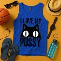 I Love My Pussy Cat Funny Halloween Cats Spiderweb Premium Tank Top thumb 4