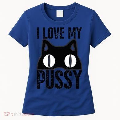 I Love My Pussy Cat Funny Halloween Cats Spiderweb Premium Women's T-Shirt