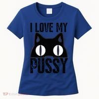 I Love My Pussy Cat Funny Halloween Cats Spiderweb Premium Women's T-Shirt thumb 0