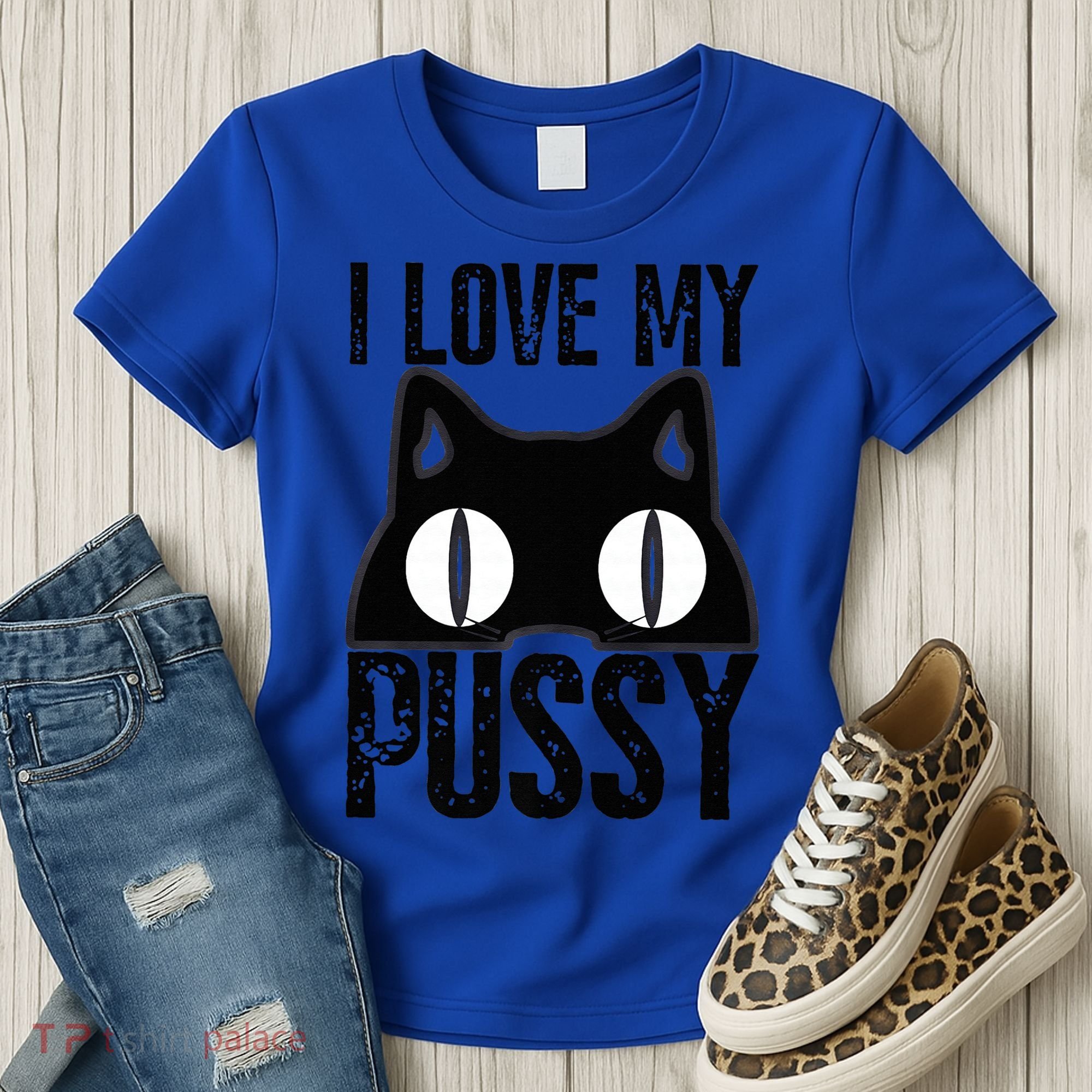 I Love My Pussy Cat Funny Halloween Cats Spiderweb Premium Women's T-Shirt