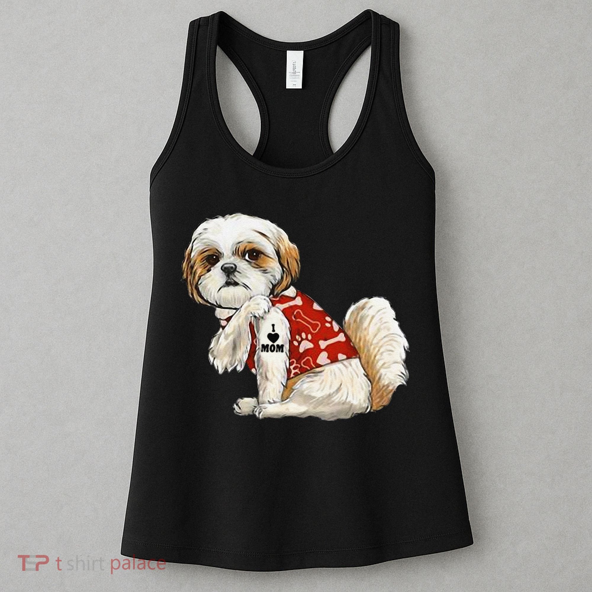 I Love Mom Tattoo Shih Tzu Mom Funny Mother's Day Gift Women's Tank Top