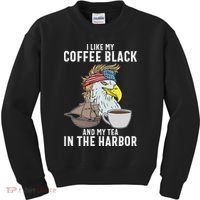 I Like My Coffee Black And My Tea In The Harbor Patriotic Kids Sweatshirt thumb 0