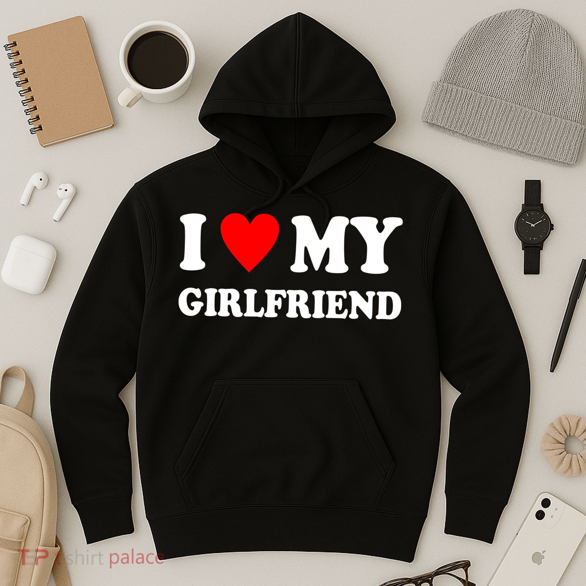 I Love My Girlfriend Heart Boyfriend Couples Hoodie