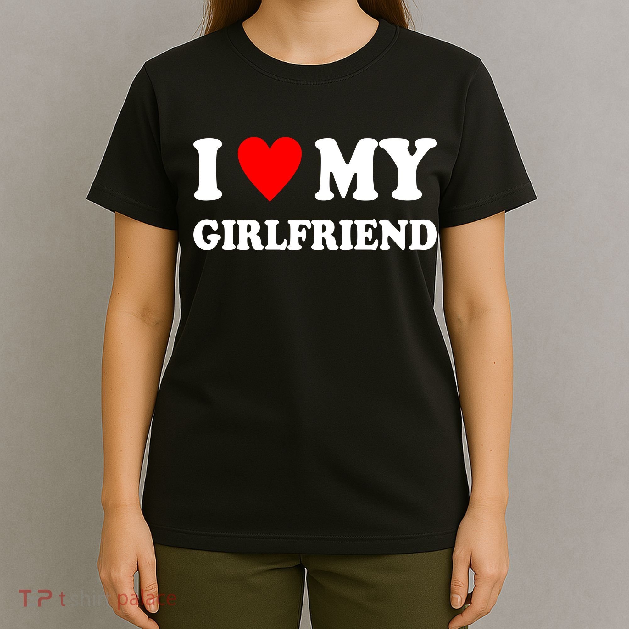 I Love My Girlfriend Heart Boyfriend Couples T-Shirt