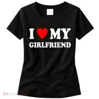 I Love My Girlfriend Heart Boyfriend Couples Women's T-Shirt thumb 0