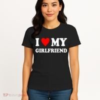 I Love My Girlfriend Heart Boyfriend Couples Women's T-Shirt thumb 4