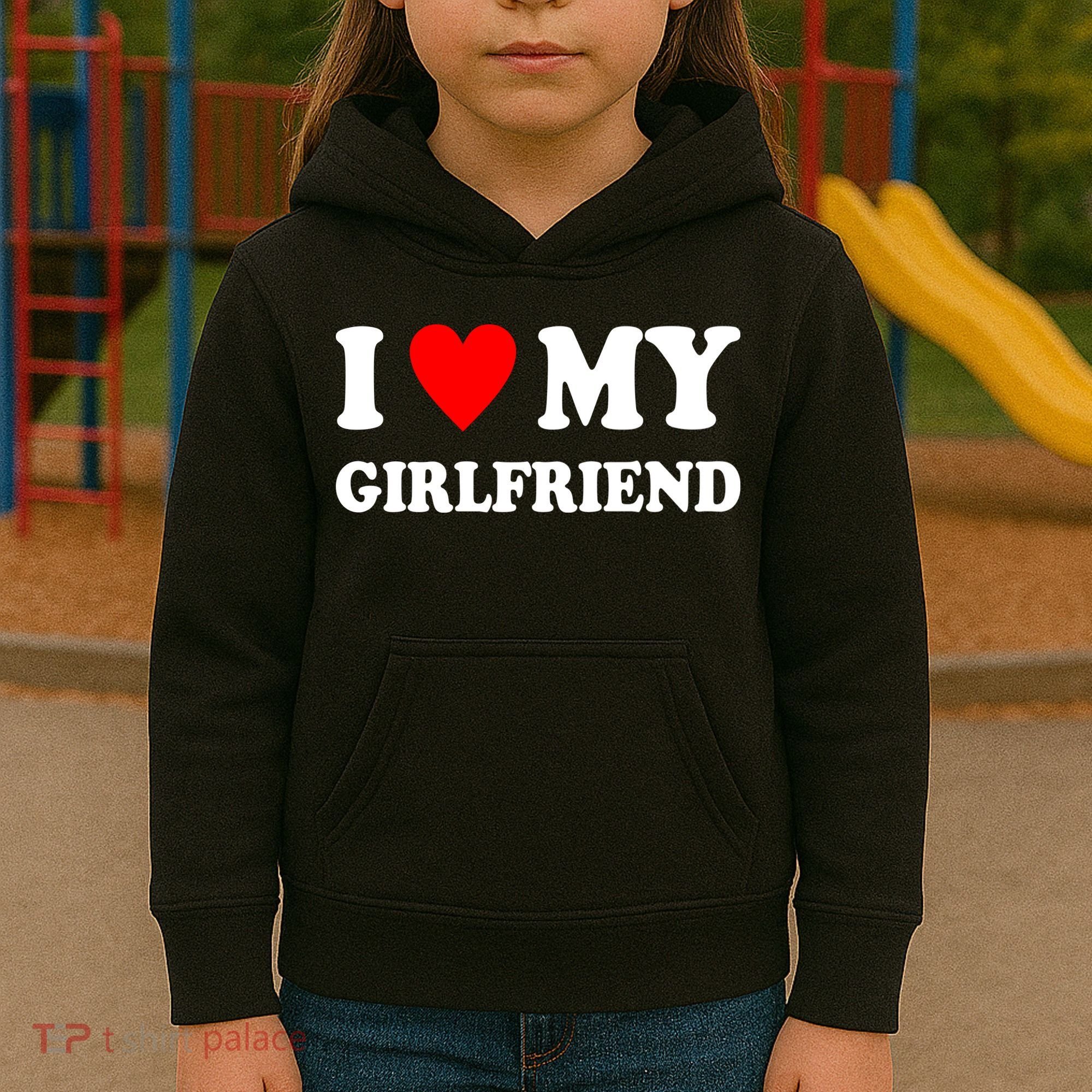 I Love My Girlfriend Heart Boyfriend Couples Kids Hoodie