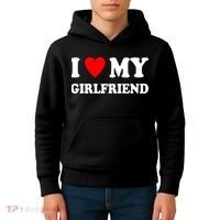 I Love My Girlfriend Heart Boyfriend Couples Kids Hoodie thumb 4